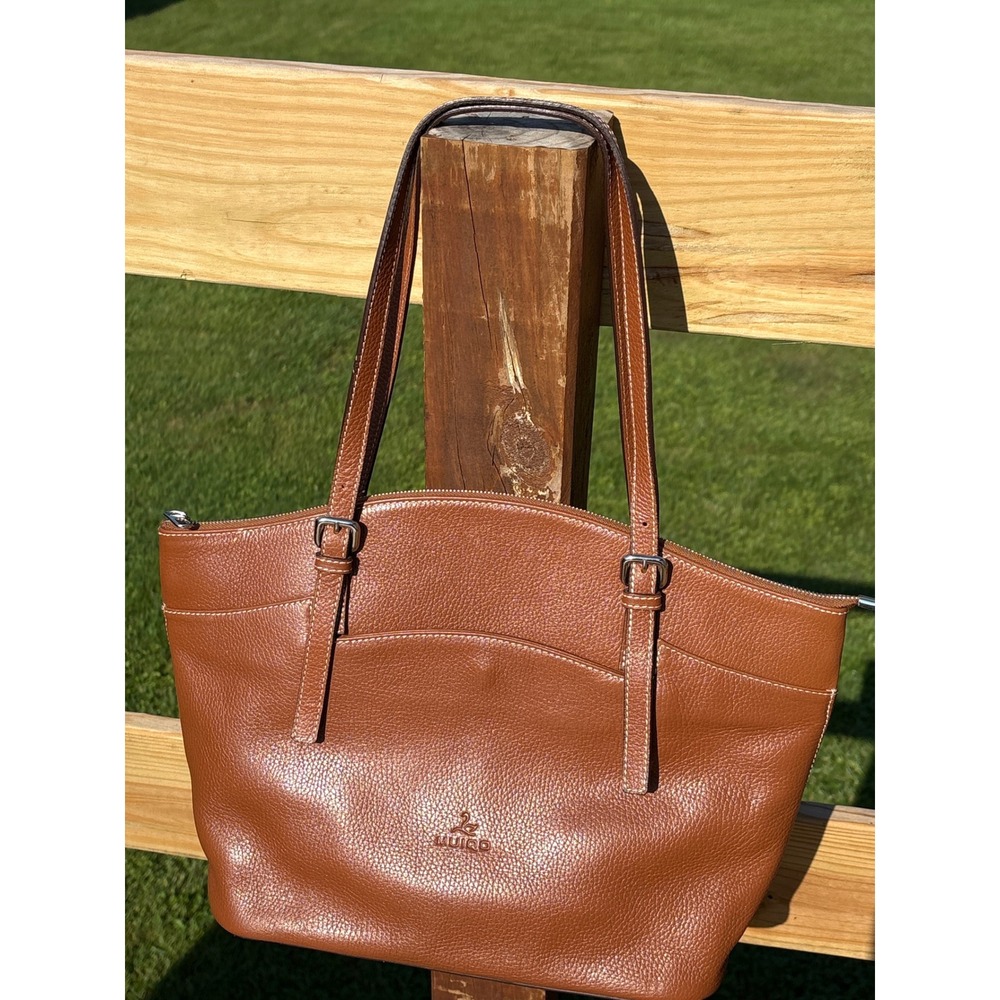 Pops Leather Muiro Cognac Brown Pebbled Leather Tote Bag Turkey Handcrafted Rare